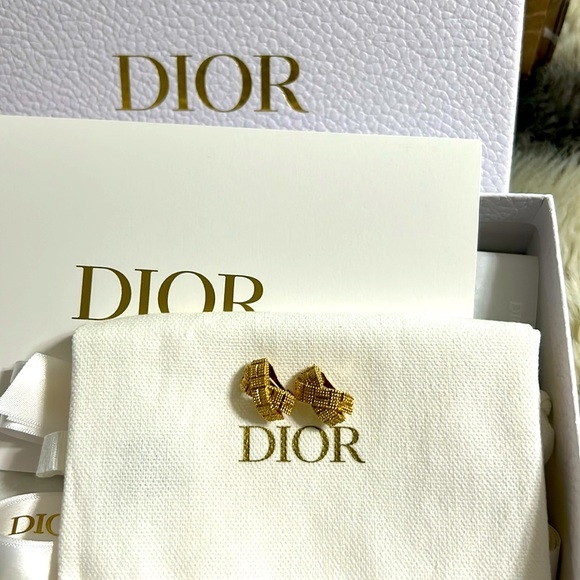 Authentic Christian Dior Gold Clip on Earrings with dust bag and box - Picture 1 of 7